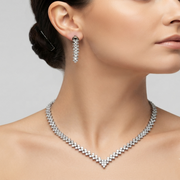 Premium 925 Silver Necklace & Earrings Set for Women